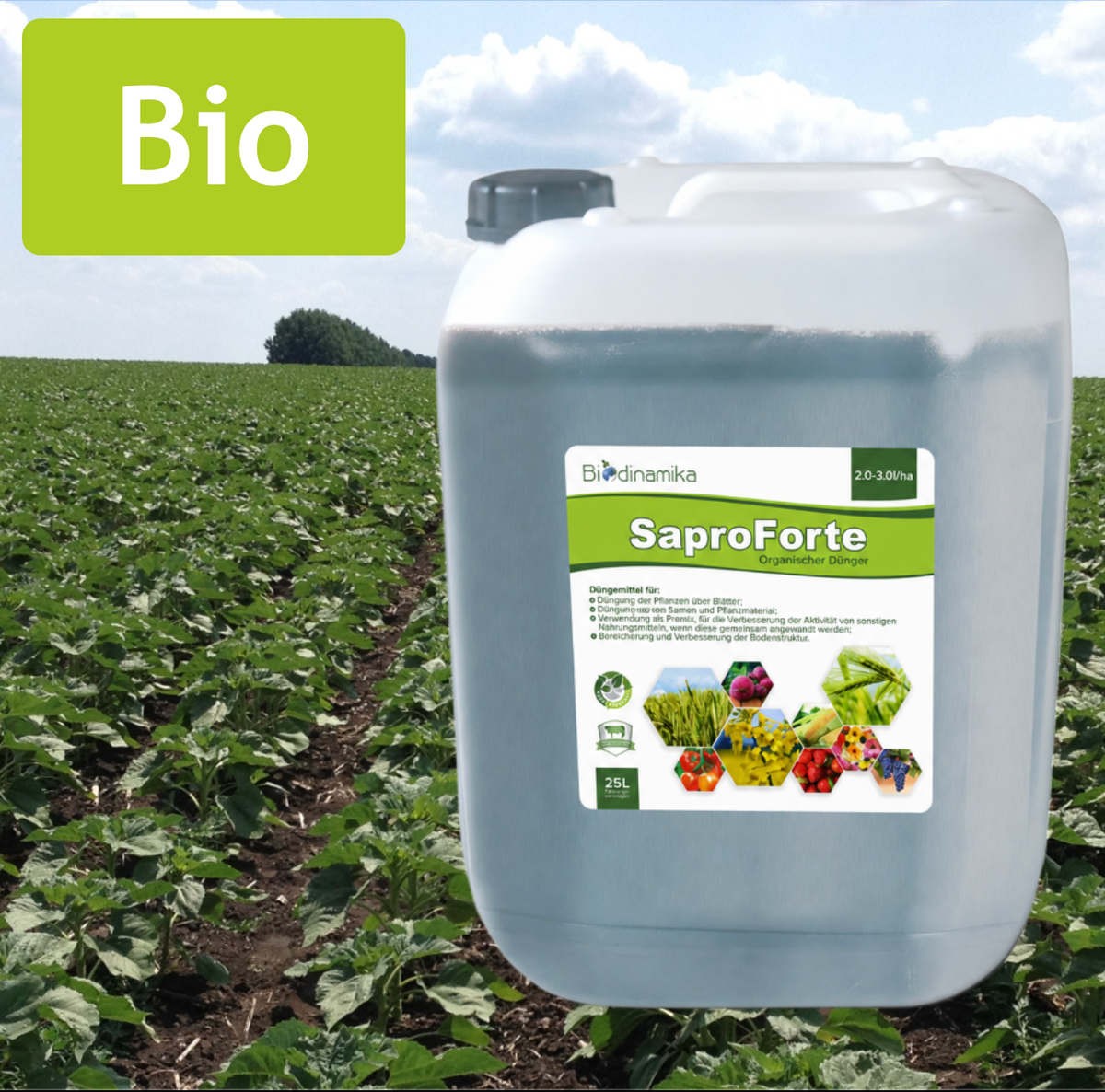 SaproForte NPK 11-4-8 | Universaler organischer flüssiger Bio-Mineraldünger Konzentrat | 25 Liter